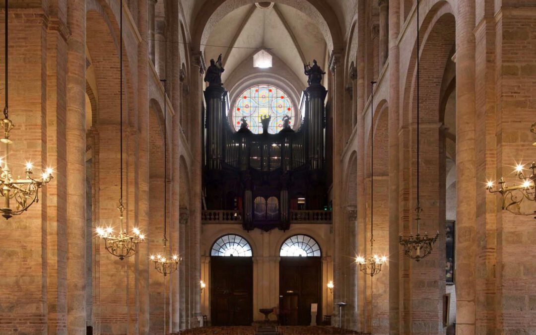 Simulation du vitrail de Jean-Michel Othoniel pour la Basilique St-Sernin à Toulouse